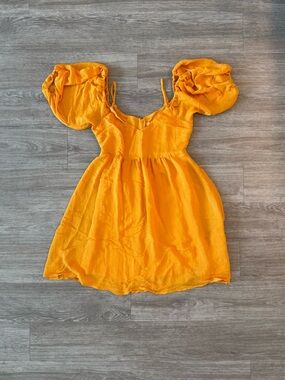 Anthropologie Moulinette Soeurs Carina Mustard Yellow Flare Dress, Size XS